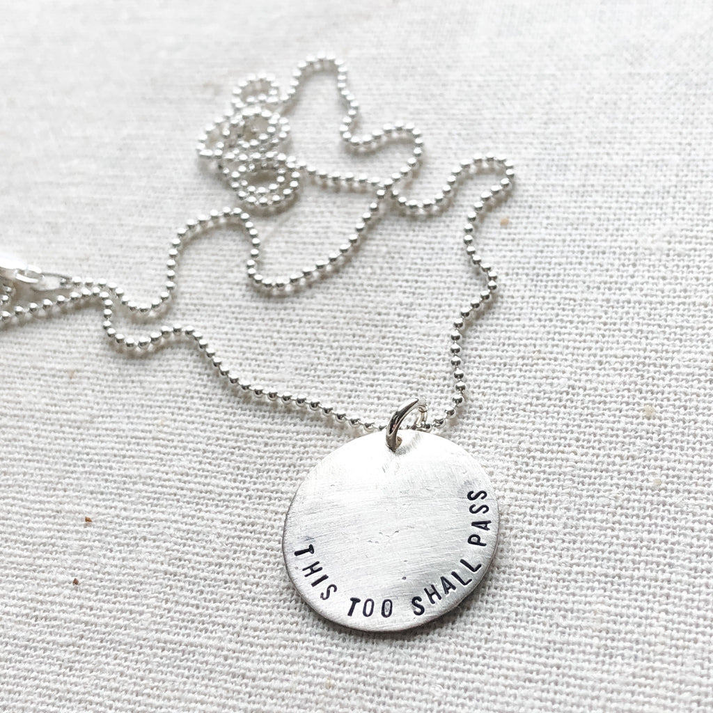 This Too Shall Pass English, Sterling Silver, Hebrew/English Necklace, Inspirational Gift - Peace Love Light Shop