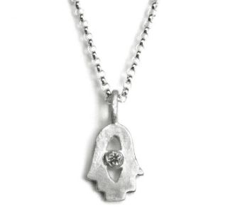 Sterling Silver Tiny Hamsa Necklace- Choose Your Gemstone - Peace Love Light Shop