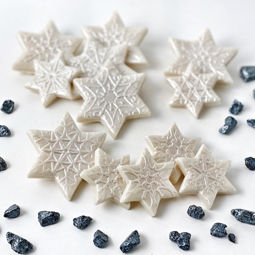 Hanukkah Marzipan Star of David snowflakes- Peace Love Light Shop