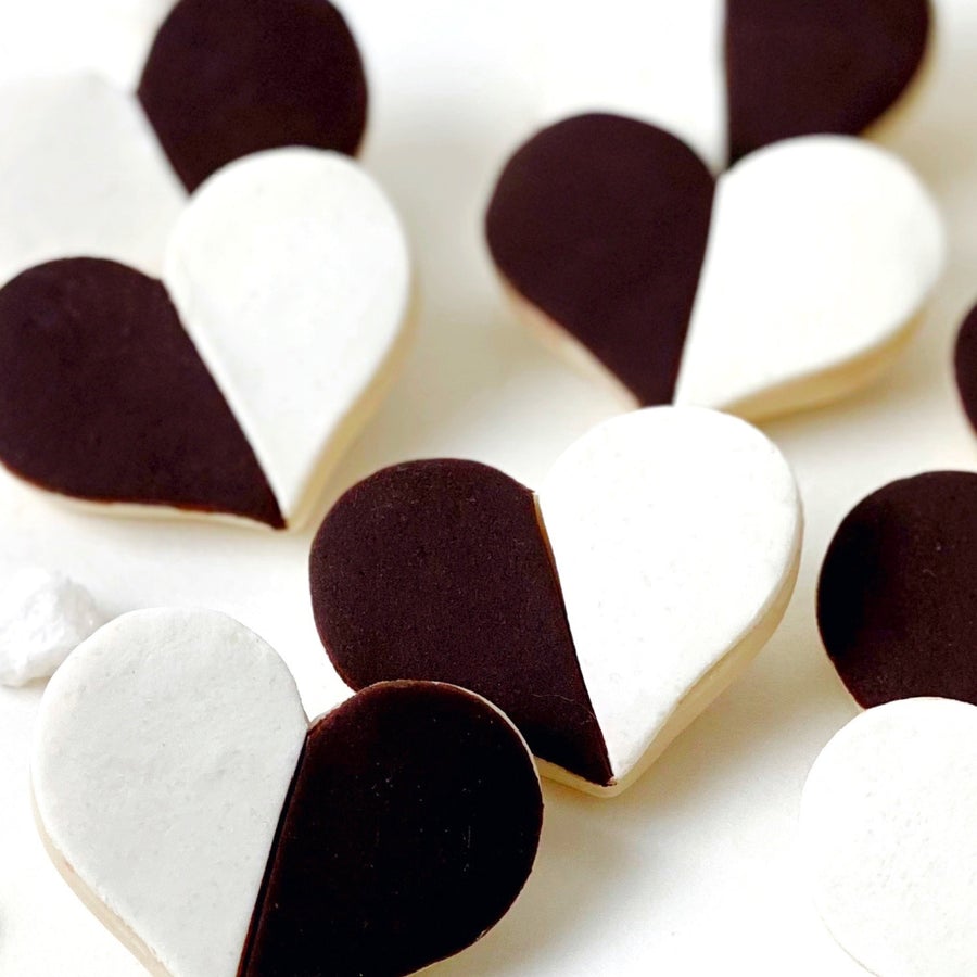 Black & White Marzipan Cookies- Valentines, Tu'B'av Gift. Peace Love Light Shop