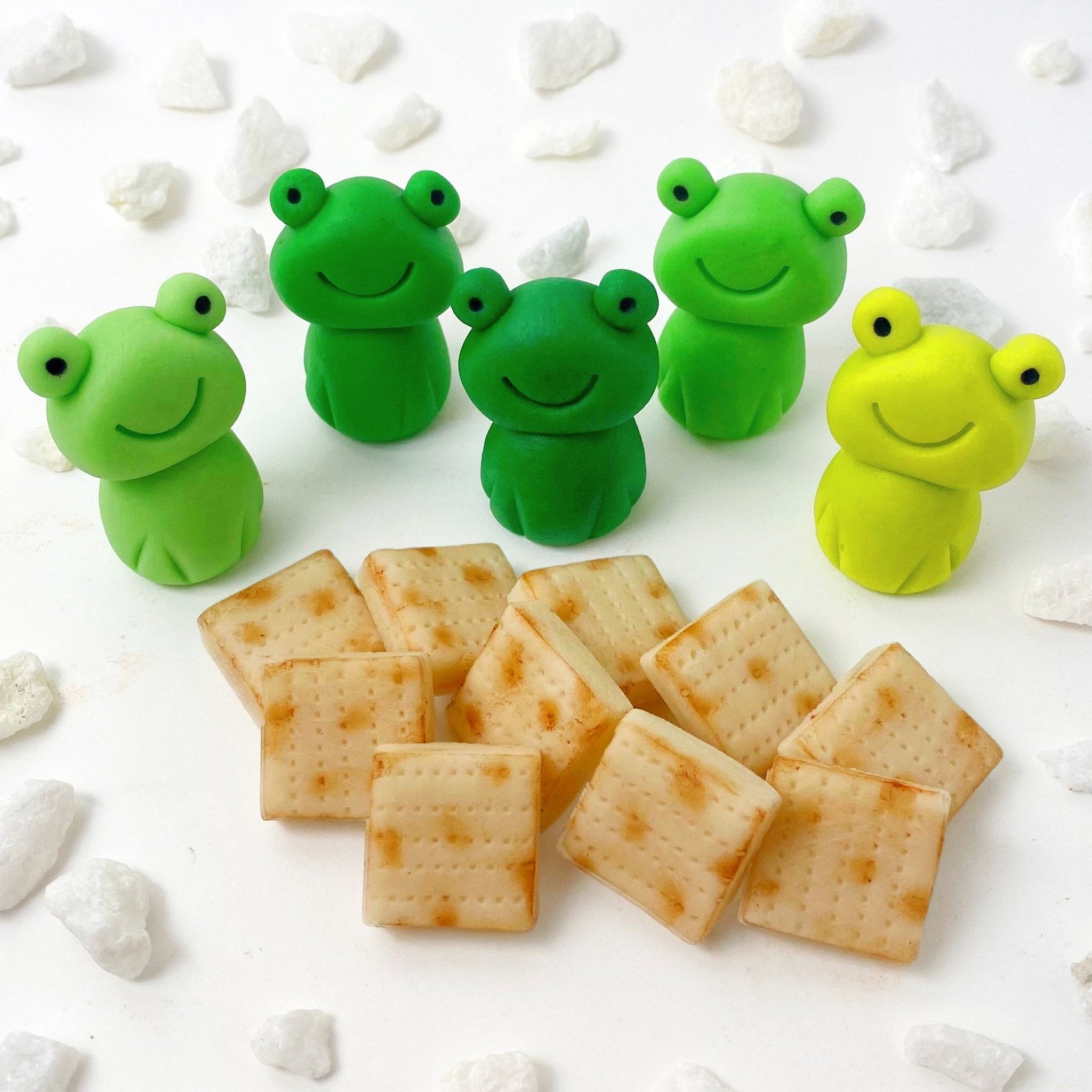 Passover Gift- Marzipan Frogs and Mini Matzoh Tiles