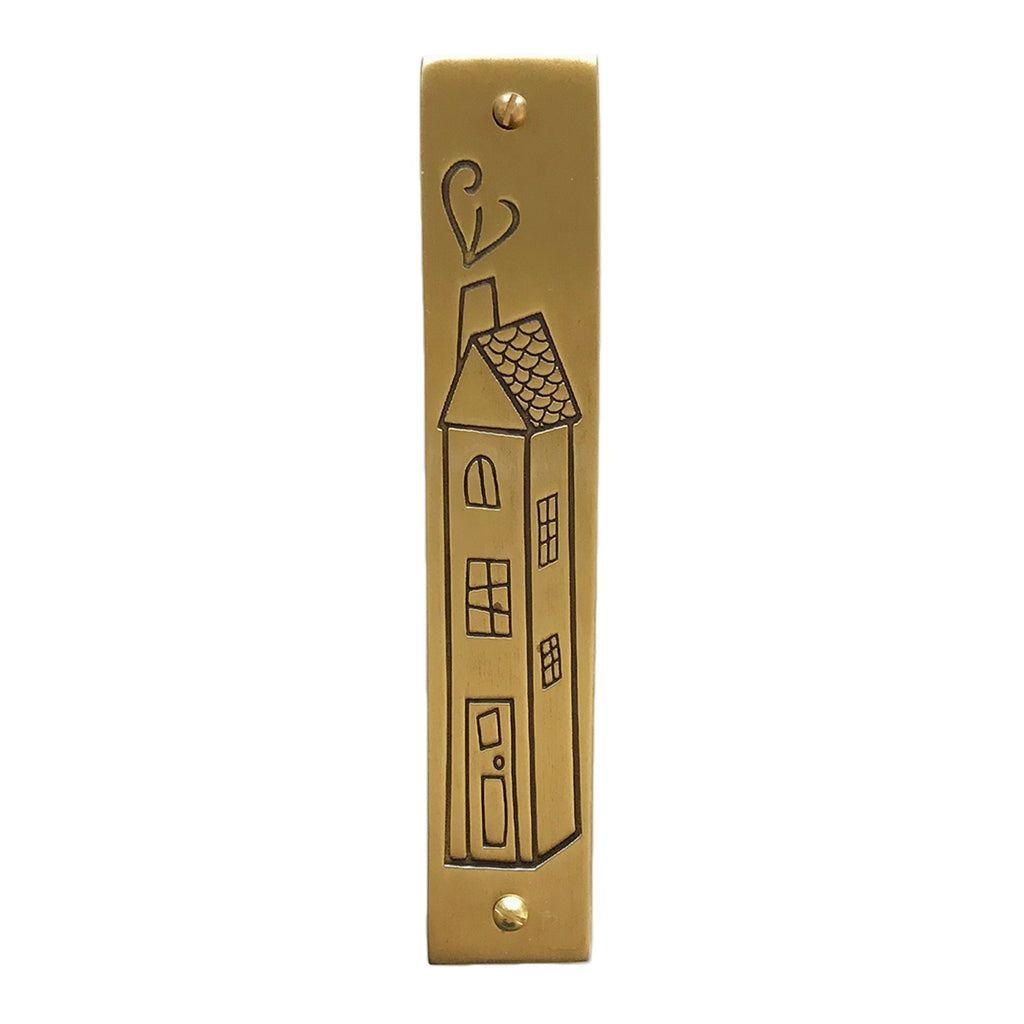 Modern Brass Mezuzah- Peace Love Light Shop