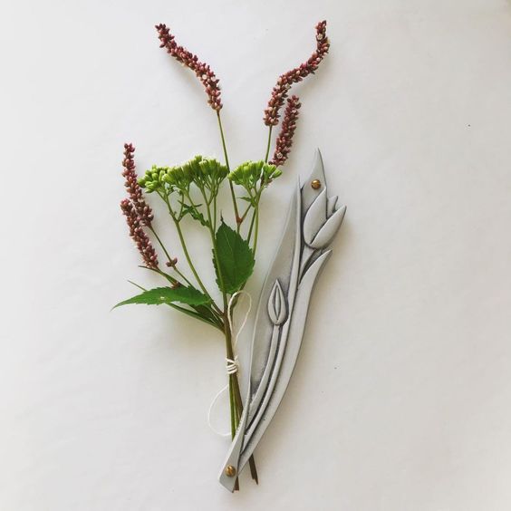 Tulip Pewter Mezuzah- Peace Love Light Shop