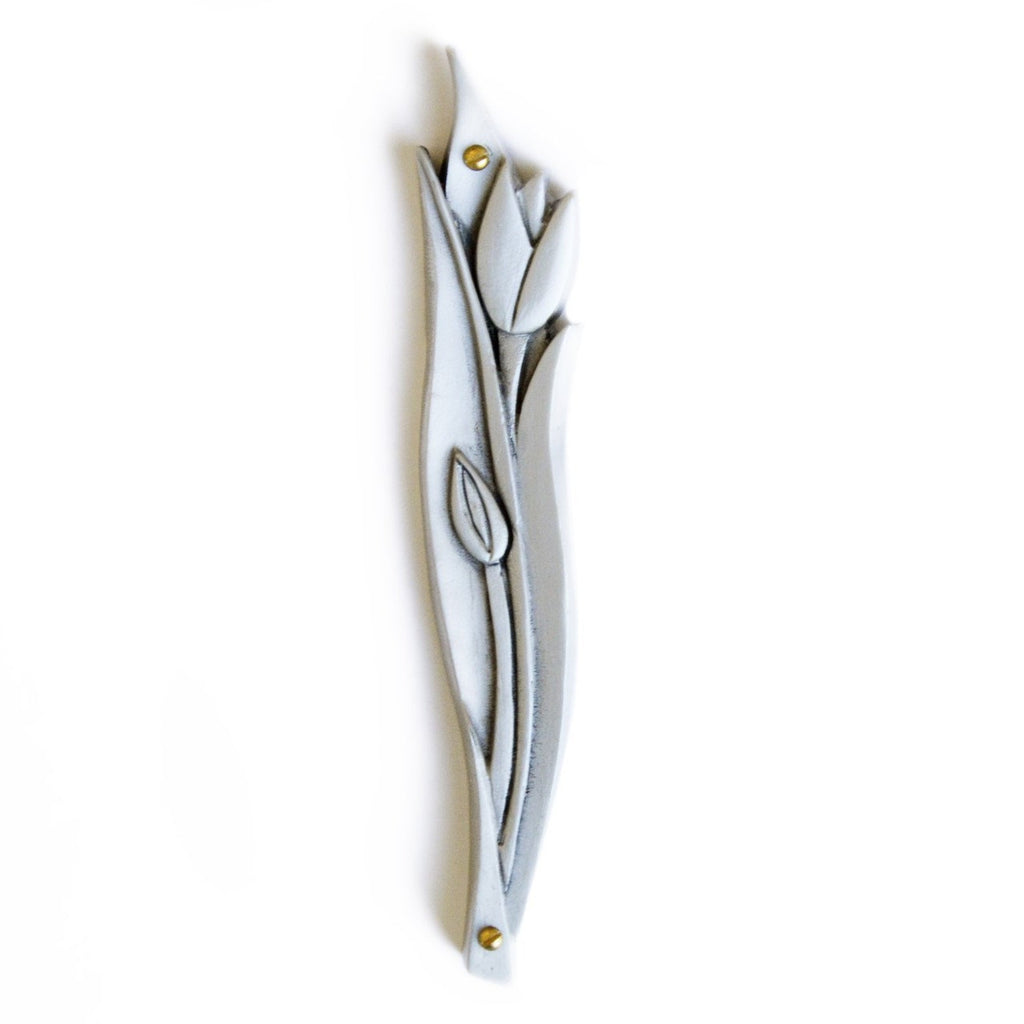 Tulip Pewter Mezuzah- Peace Love Light Shop