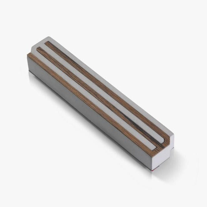 Modern mezuzah, concrete & wood. Peace Love Light Shop
