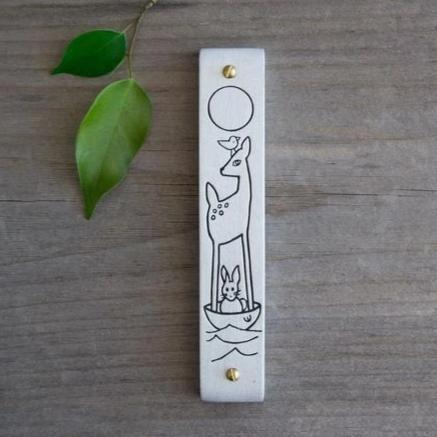 Line-Drawn Children's Woodland Mezuzah - Peace Love Light Shop