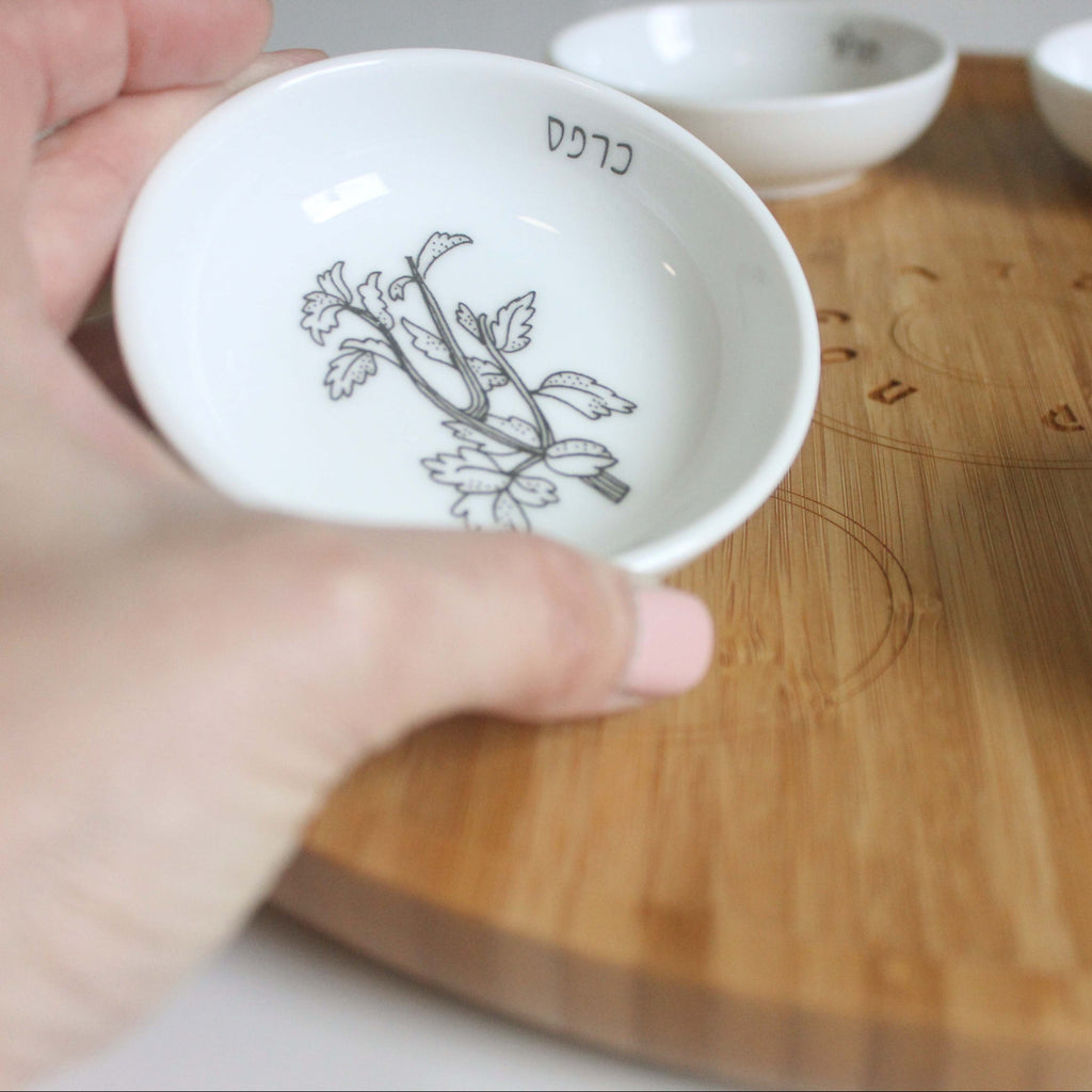Modern Seder Plate, Wood, Ceramic, Made in Israel, Peace Love Light Shop