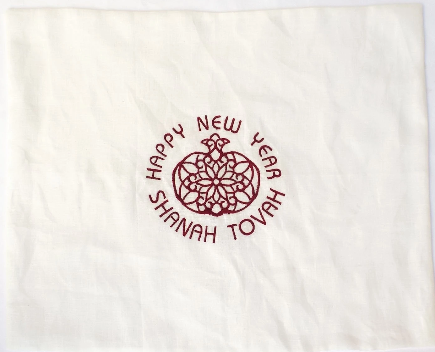 Challah Cover, Embroidered- Rosh Hashanah Table - Peace Love Light Shop