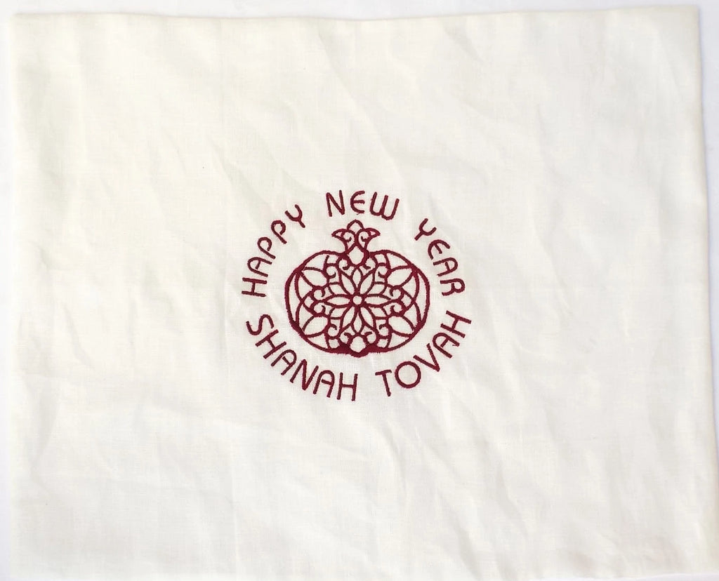 Challah Cover, Embroidered- Rosh Hashanah Table - Peace Love Light Shop
