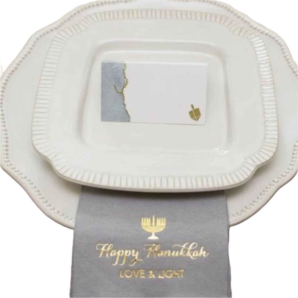 GREY HANUKKAH FOIL PLACE CARDS, Hanukkah Decorations - Peace Love Light Shop