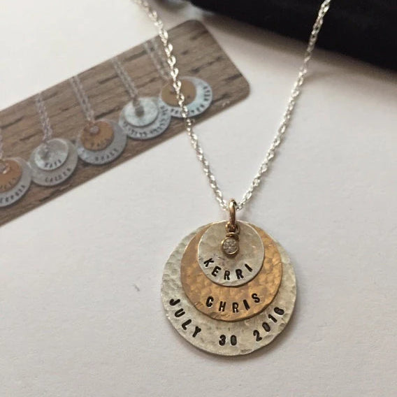 Custom Stamped Necklace, In English or Hebrew - Peace Love Light Shop