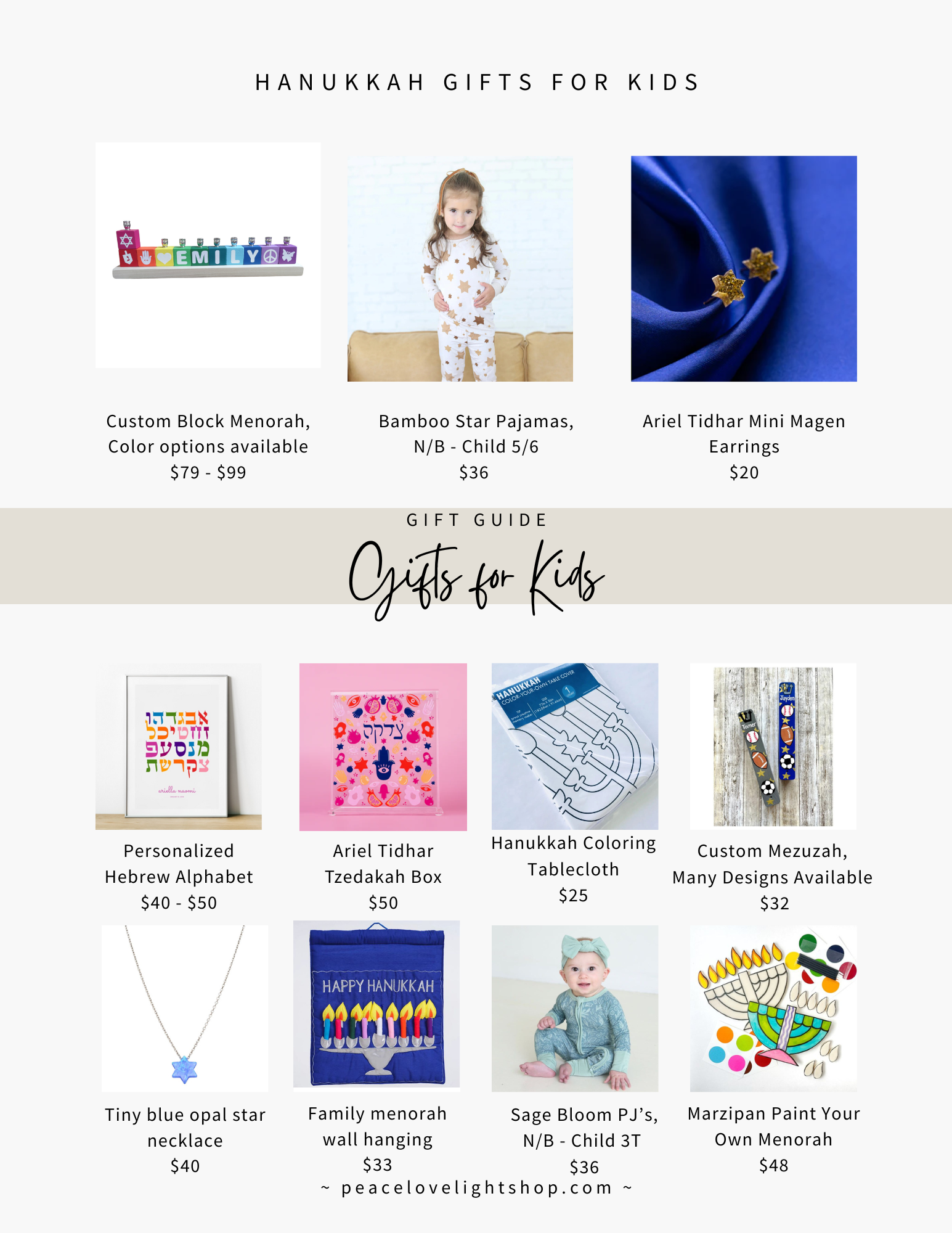 Hanukkah Gift List for Kids- Peace Love Light Shop