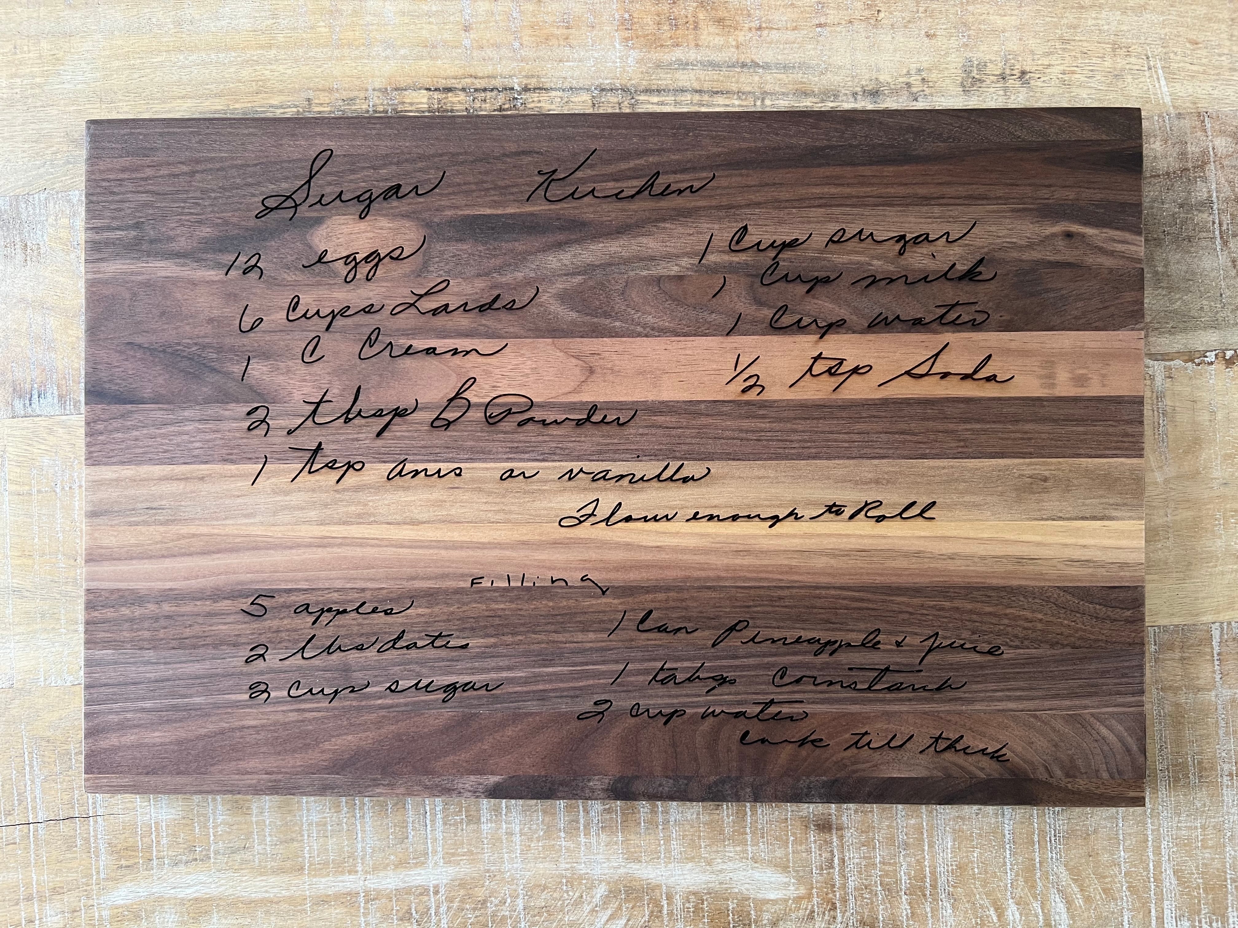 Personalized Challah Board- Family Recipe or Custom Text- Walnut - Peace Love Light Shop