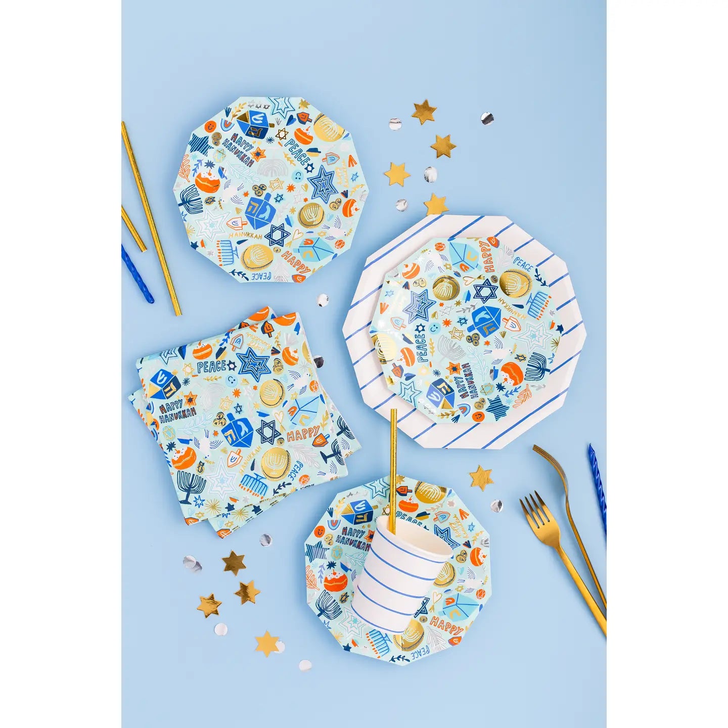 Hanukkah Festival of Lights Paper Napkins, Pack of 16.
