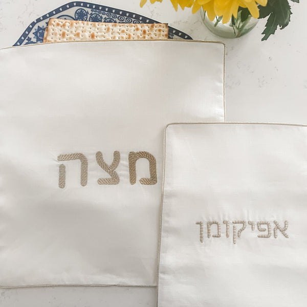 Embroidered Modern Matzah Cover/Afikoman Bag- Peace Love Light Shop