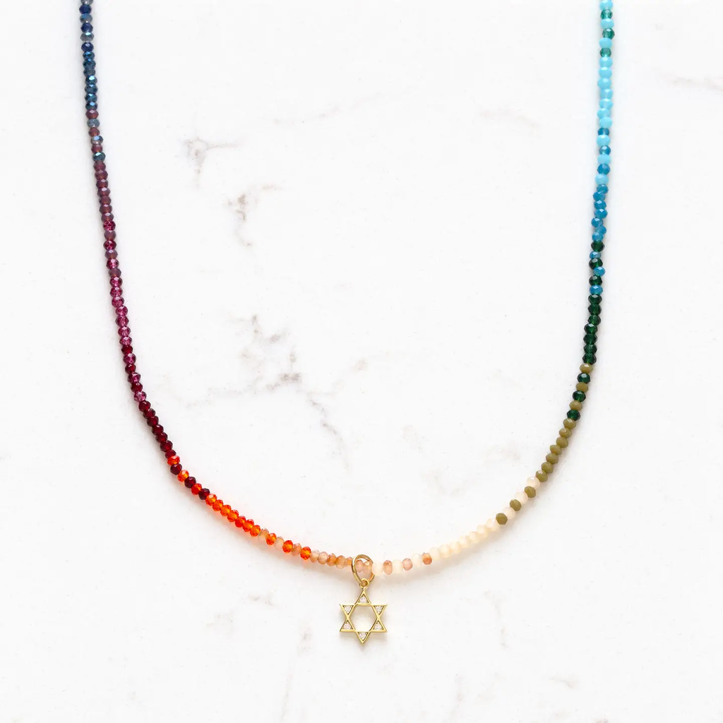 Star of David Colorful Beaded Necklace - Peace Love Light Shop