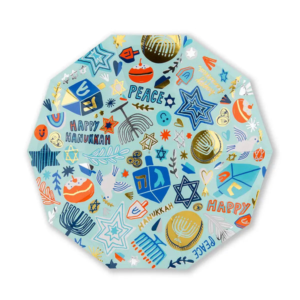 Hanukkah paper plates, pack of 8- Peace Love Light Shop