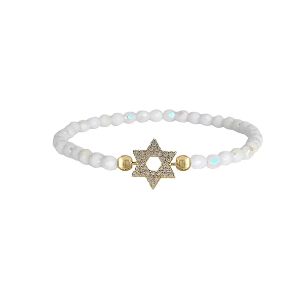 Crystal Beaded Star of David Bracelet -  Peace Love Light Shop