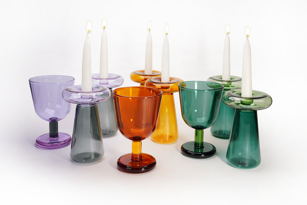 Modern Shabbat set, kiddush cup & candle holders- Peace Love Light Shop