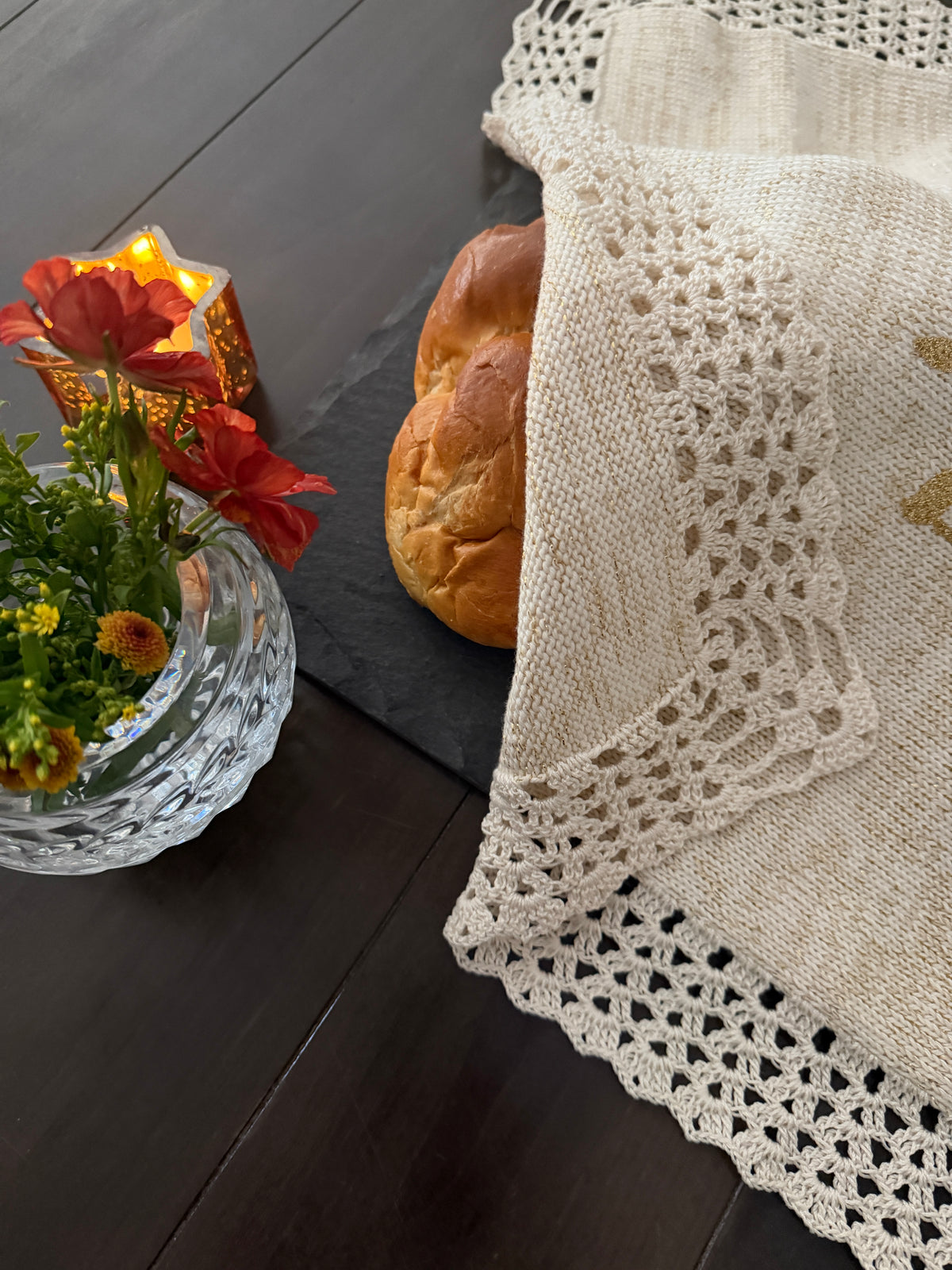 Heirloom cotton silk challah cover- Peace Love Light Shop