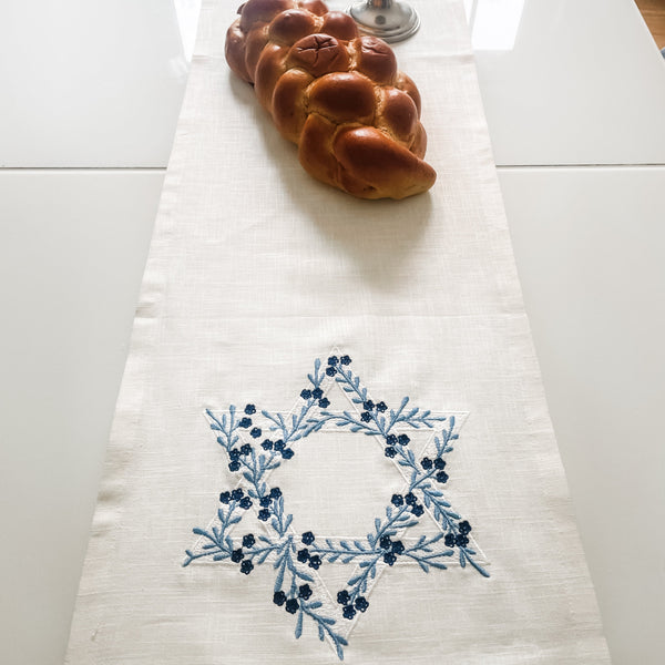 Star of David embroidered runner- Peace Love Light Shop
