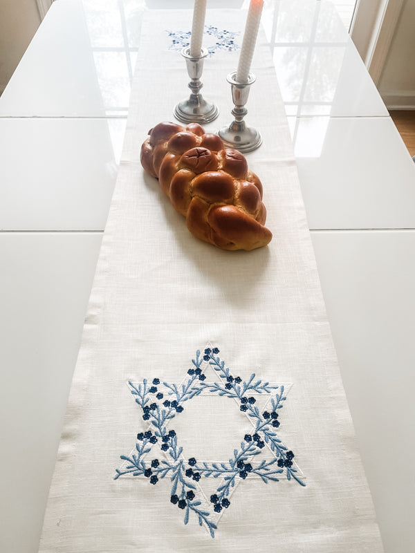 Star of David embroidered runner- Peace Love Light Shop