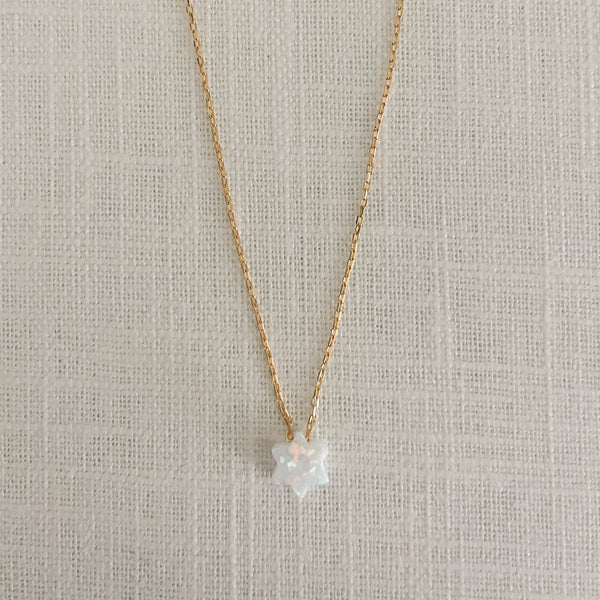 Tiny White Opal Jewish Star Necklace- Peace Love Light Shop