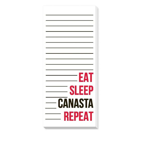 Eat, Sleep, Canasta, Repeat Notepad- Peace Love Light Shop