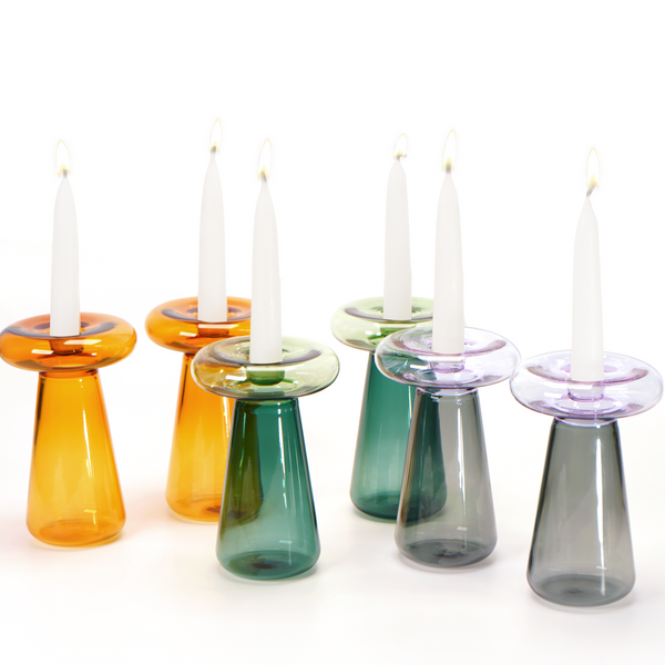 Shabbat Glass Candle Holders- Peace Love Light Shop