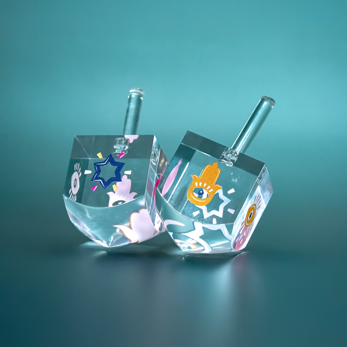Ariel Tidhar Acrylic Modern Hanukkah Dreidel- Peace Love Light Shop