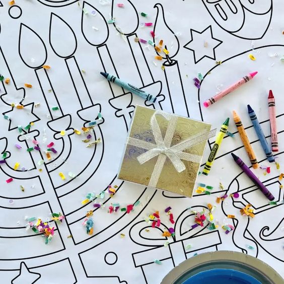 Hanukkah color your own tablecloth- Peace Love Light Shop