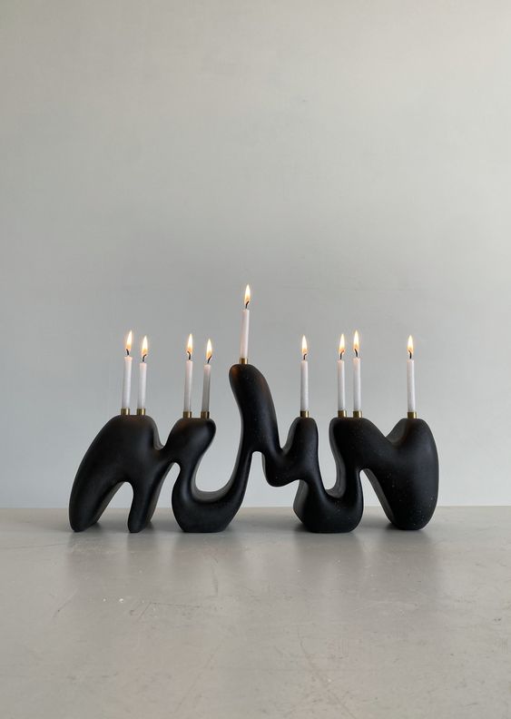 Hannah Polskin Menorah Sculpture - Cream