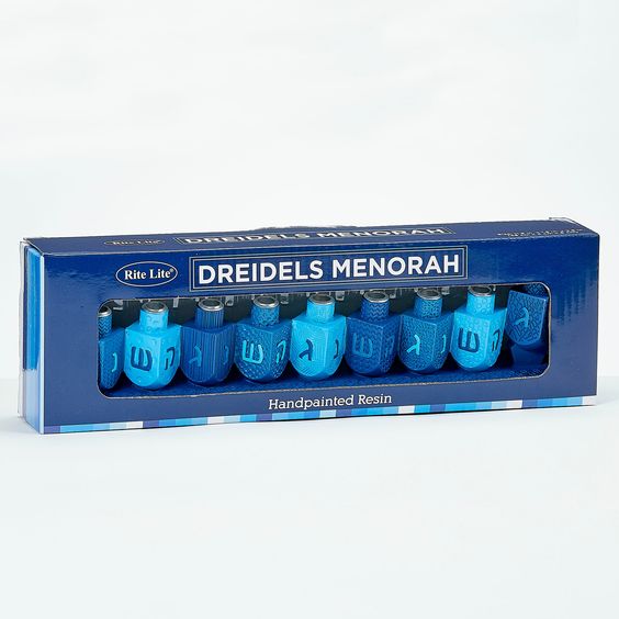 Hanukkah menorah, dreidel design- Peace Love Light Shop