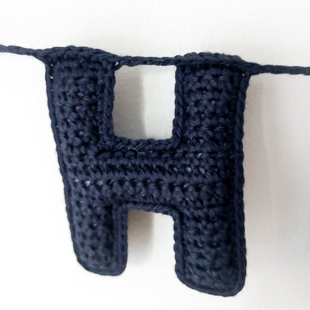Hanukkah crochet banner, navy- Peace Love Light Shop