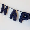 Hanukkah crochet banner, navy- Peace Love Light Shop