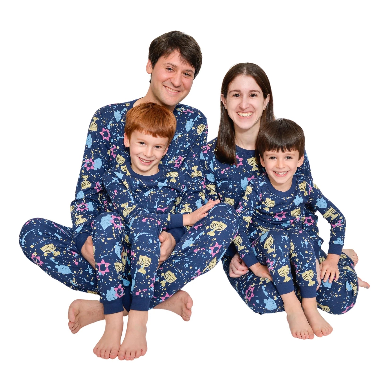 Hanukkah Splatter Paint Pajamas, Kid & Adult Sizes- Peace Love Light Shop