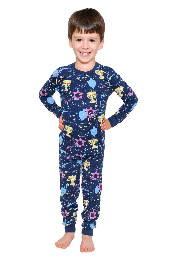 Hanukkah Splatter Paint Pajamas, Kid & Adult Sizes- Peace Love Light Shop