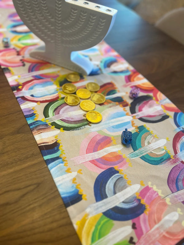 Arielle Zorger Designs Modern Hanukkah Table Runner- Peace Love Light Shop