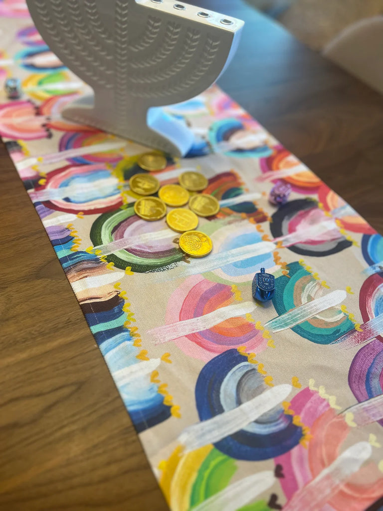 Arielle Zorger Designs Modern Hanukkah Table Runner- Peace Love Light Shop
