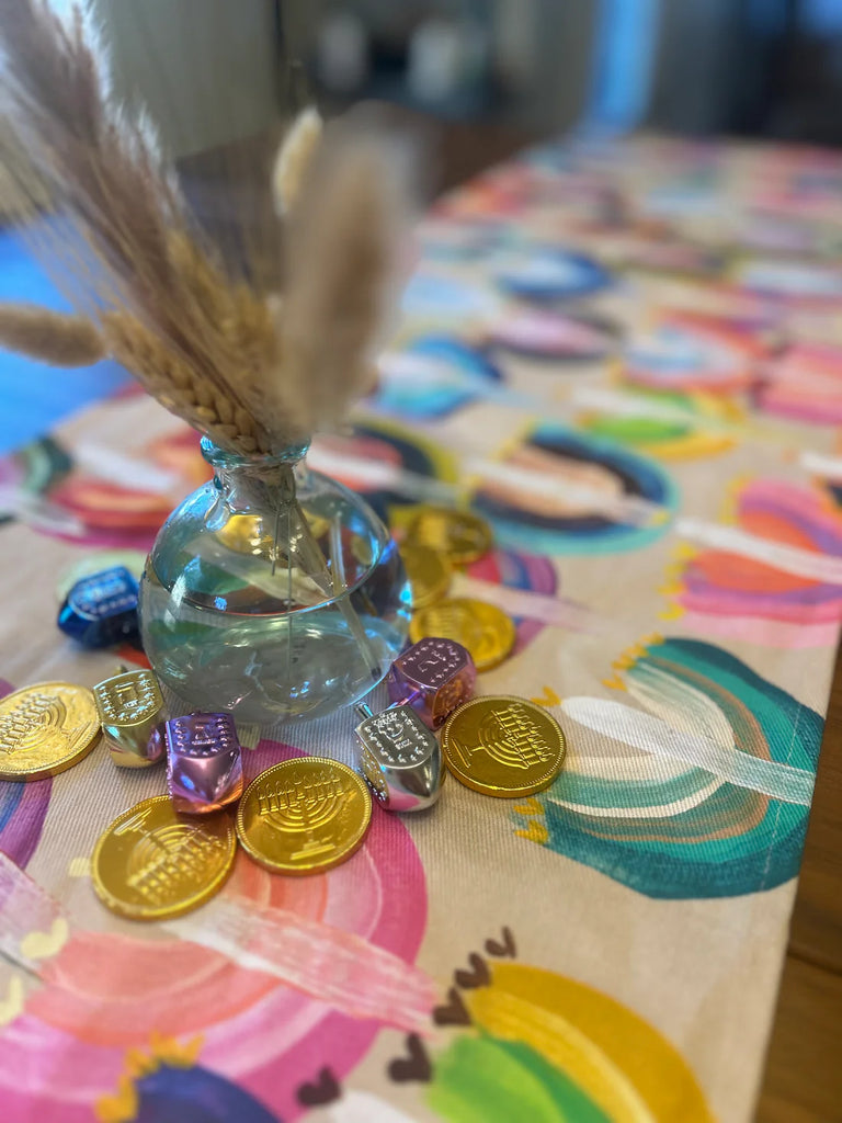 Arielle Zorger Designs Modern Hanukkah Table Runner- Peace Love Light Shop