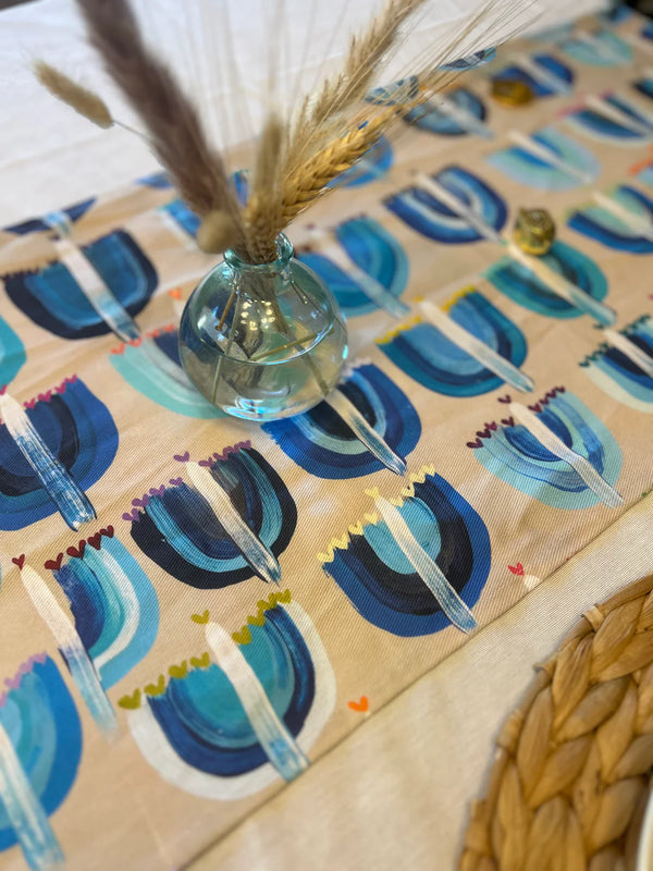 Arielle Zorger Designs Modern Hanukkah Table Runner- Peace Love Light Shop