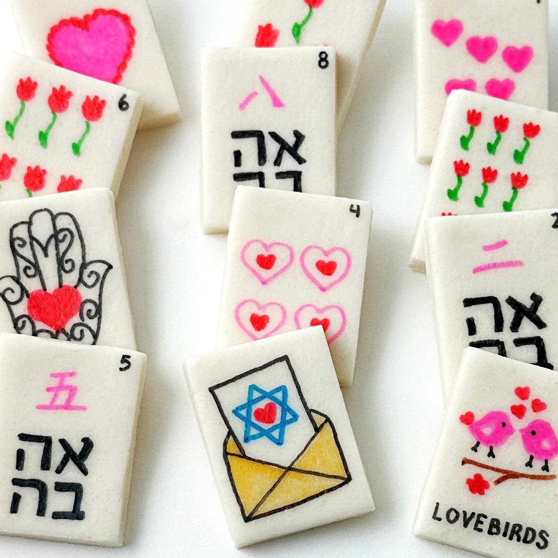 Valentines Jewish Mah Jong Marzipan Treats- Peace Love Light Shop
