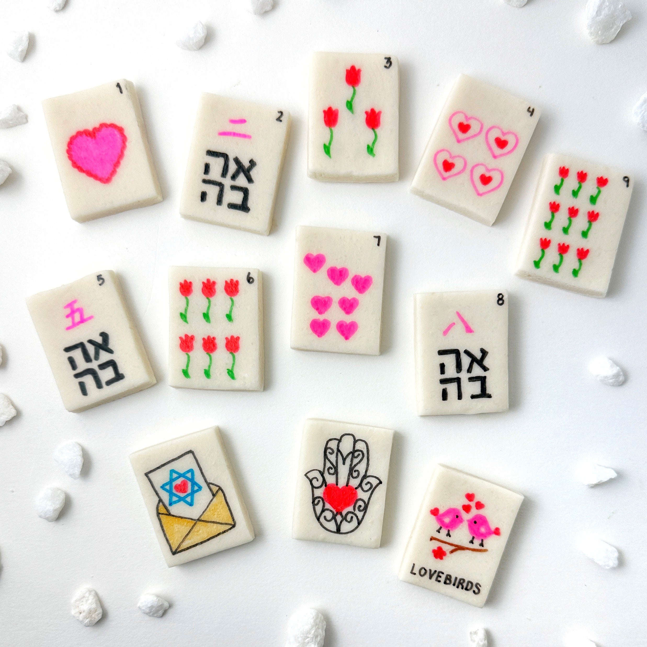 Valentines Jewish Mah Jong Marzipan Treats- Peace Love Light Shop