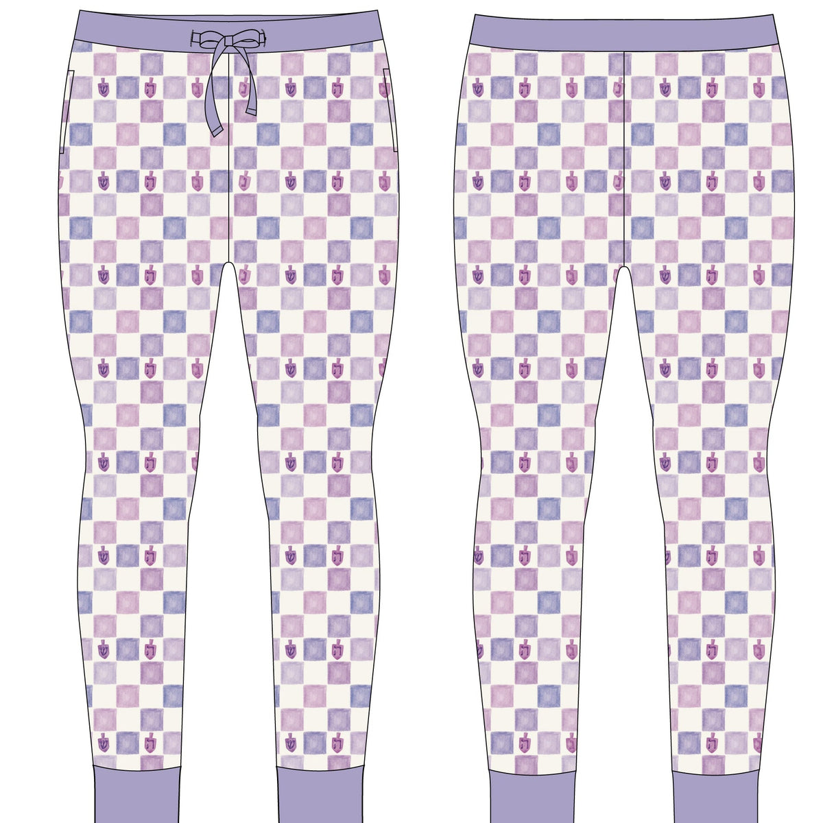 Dreidel Dreams Hanukkah Woman's Pajama Bottoms- Lilac, Shiloh & Kate