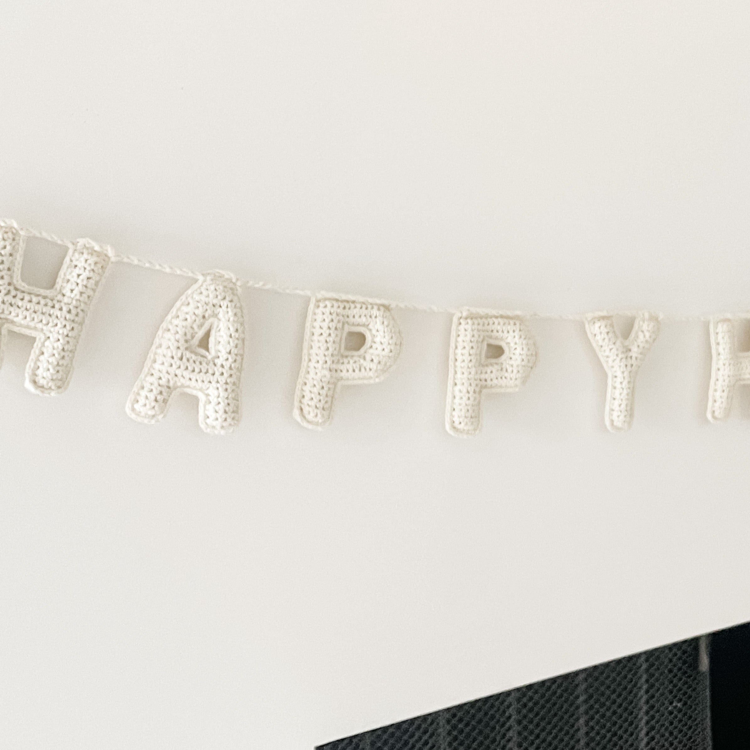 Happy Hanukkah Crochet Garland, Jewish Holiday Decoration