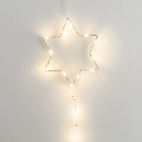 Knitted Star of David with twinkle lights- Peace Love Light Shop