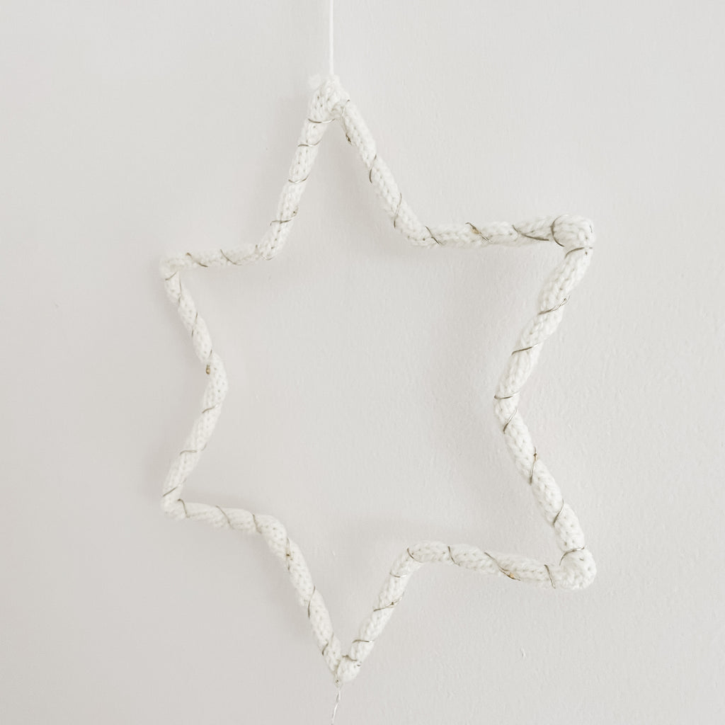Knitted Star of David with twinkle lights- Peace Love Light Shop
