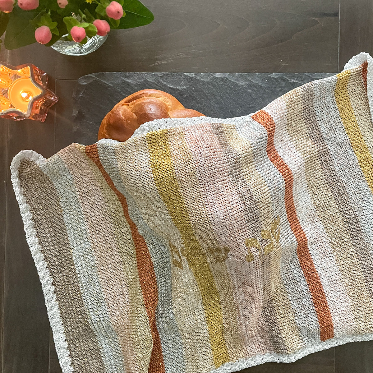 Stripe Challah Cover, Neutral - Cotton/SilkDefault Title
