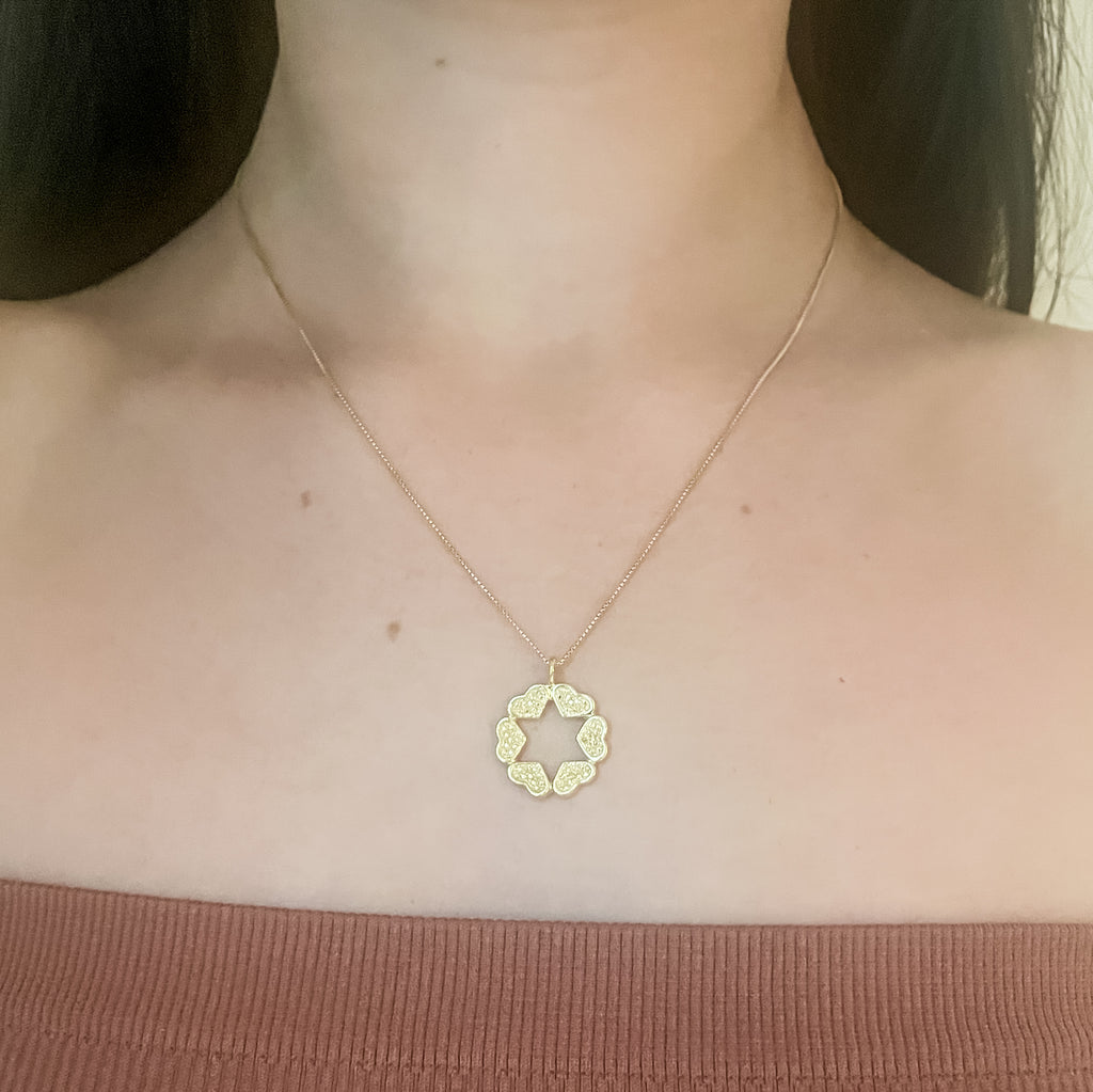 Jewish star heart necklace gold- Peace Love Light Shop