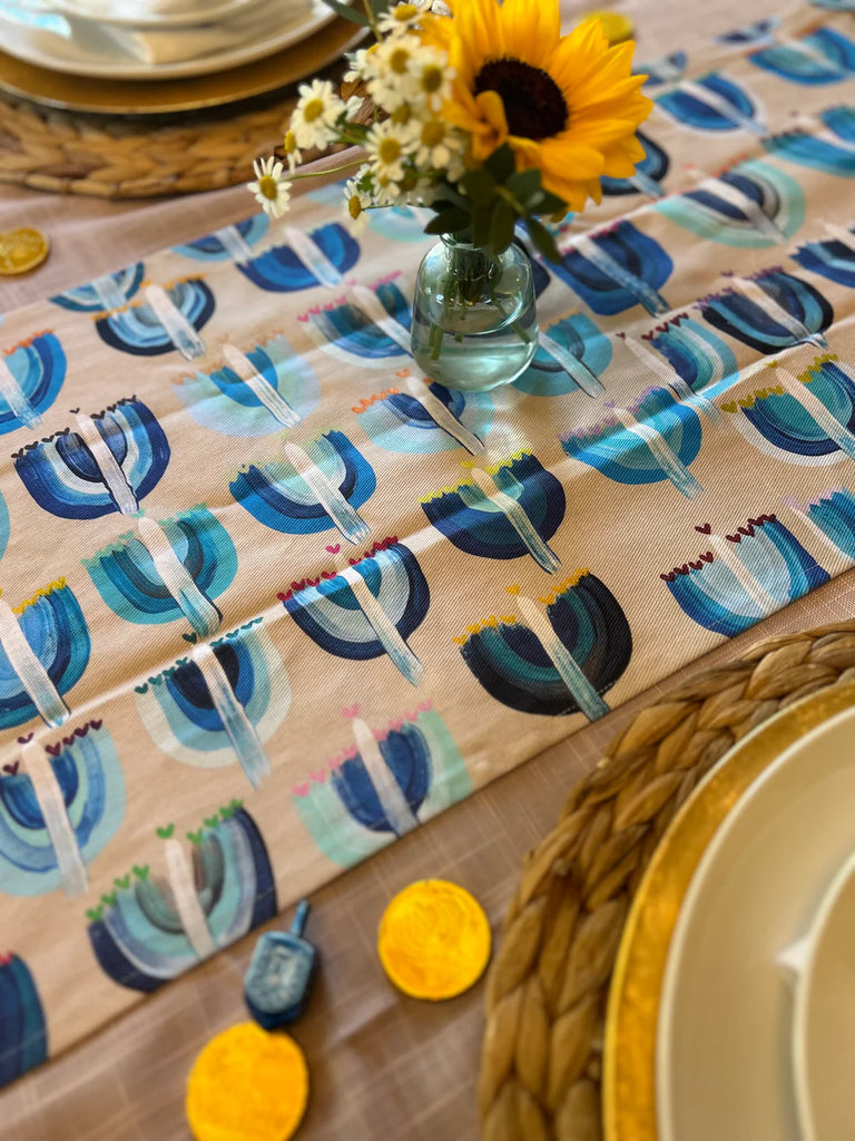 Arielle Zorger Designs Modern Hanukkah Table Runner- Peace Love Light Shop